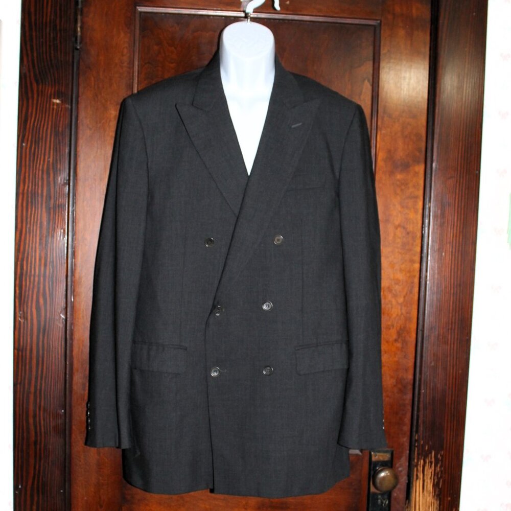 Pronto Uomo Charcoal Gray Double Breasted Wool Blazer, 42XL AS IS